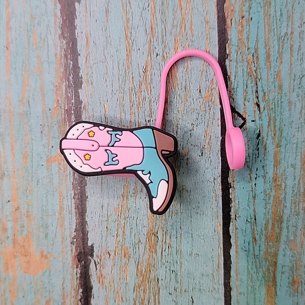 Pink Cowboy Boot Straw Topper - Picture 3 of 5